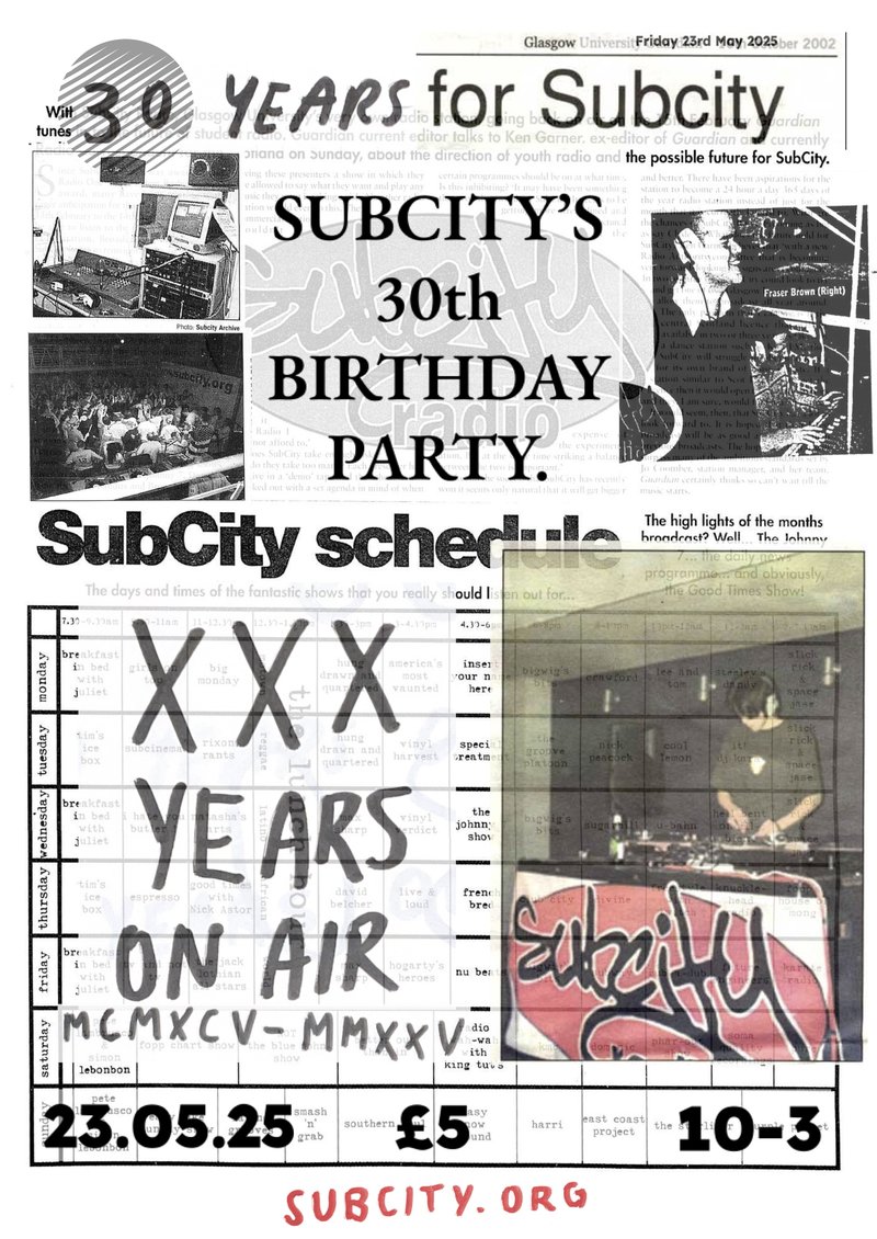 Subcity&#x27;s 30th Birthday party flyposter daphne 23/05/2025