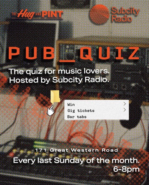 hug & pint pub quiz poster 2026